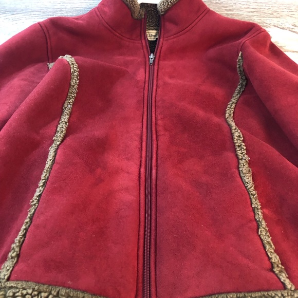 Women’s LL Bean SZ L Regular Winter Faux Sherpa Micro Faux Soft Suede Style Coat - Picture 4 of 15